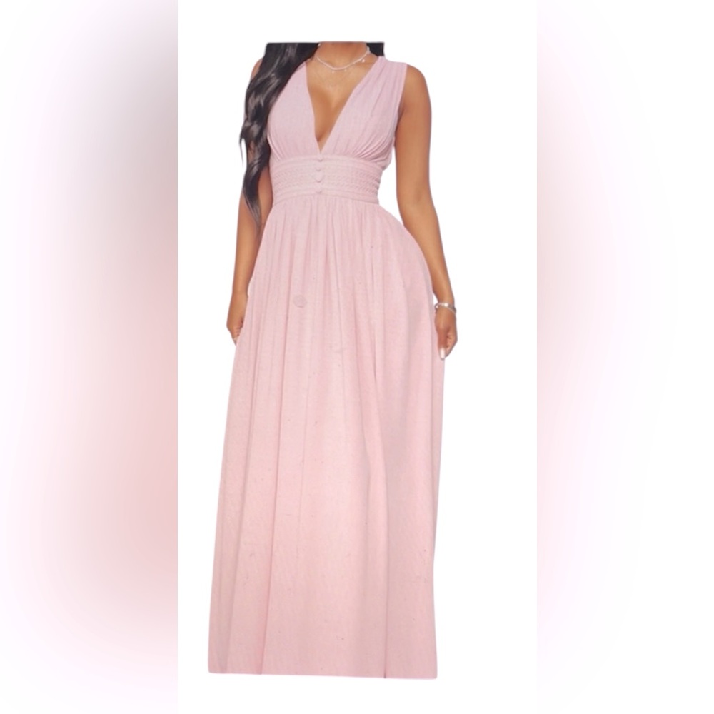 Nwt Fashion nova relentless love chiffon maxi dress Mauve color size Large